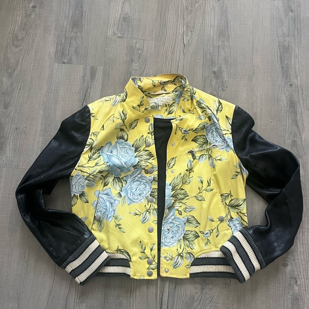 Rag & Bone flower jacket with leather sleeves